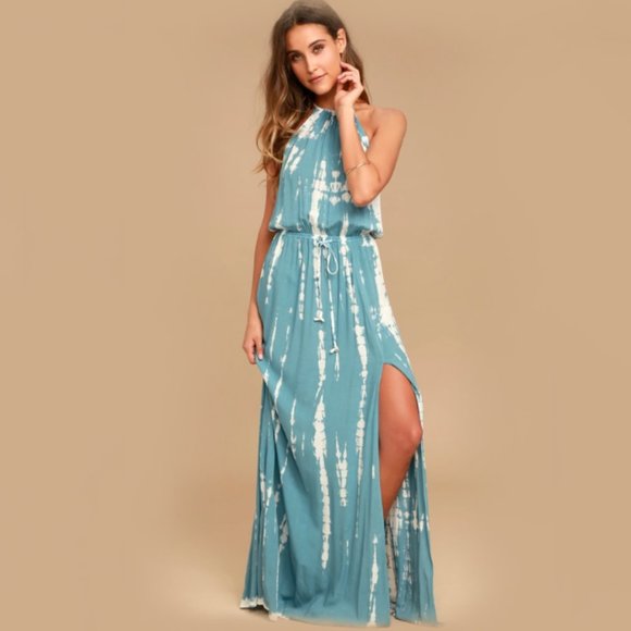 tie dye halter maxi dress